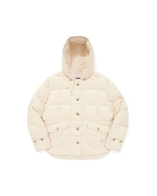 kirsh Cherry basic quilted hooded jacket cream