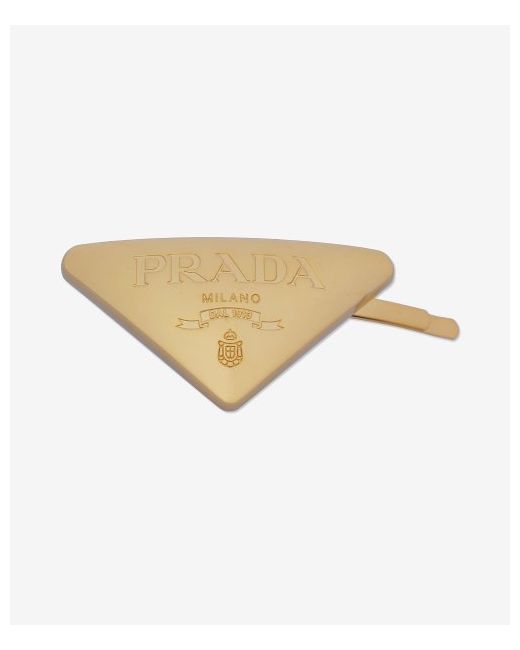 Prada Triangle Logo Metal Hair Clip Gold 1IF1042CK7F0056