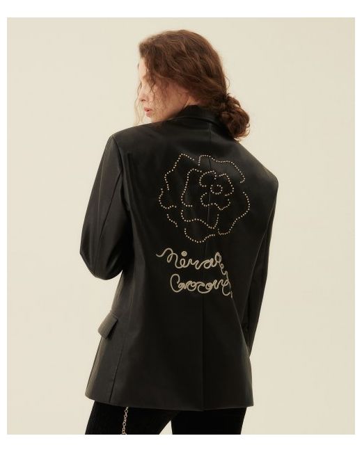gocori ROSE STUD FAUX LEATHER JACKET Studded leather jacket