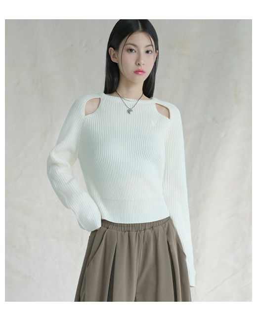avan Ribbed Cut-out Knit IVORY