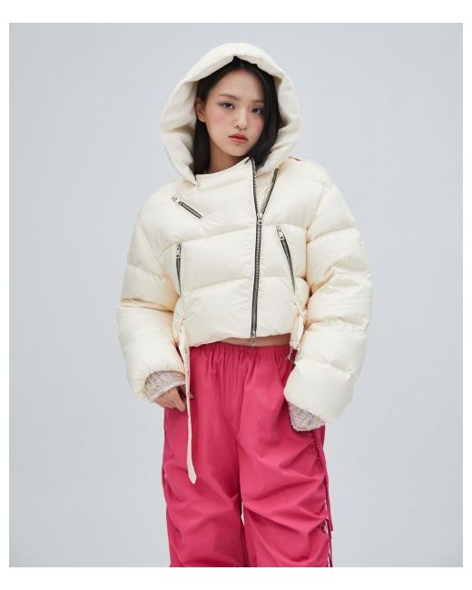 Lalafox Belted Goose Down Jacket Ivory Bp4Nk001