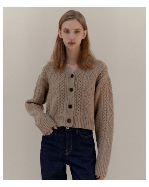 unnout Cable Wool Knit Cardigan