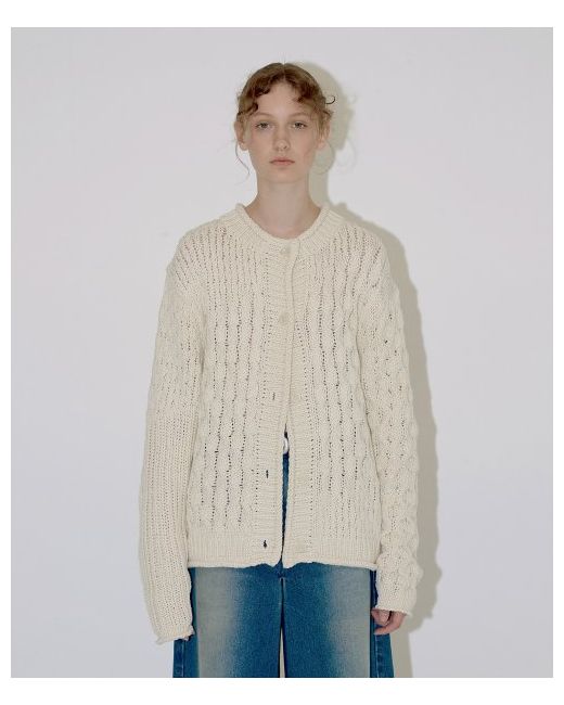 diagonal CABLE OVER CARDIGAN ivory