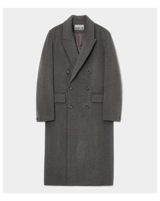 satur Classic Double Breasted Wool Coat Melange
