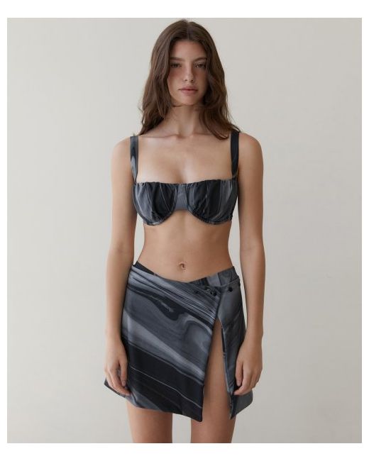 revoirsis RVIS shirring bikini skirt multi black