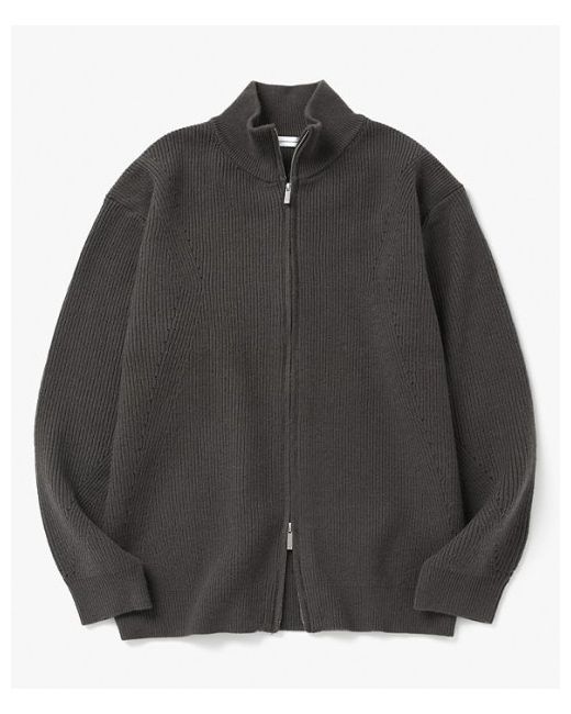 with1 Basic knit zip-up Charcoal