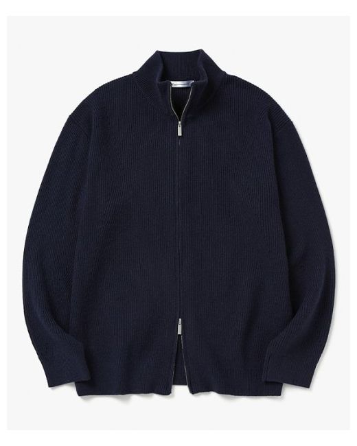 with1 Basic knit zip-up navy