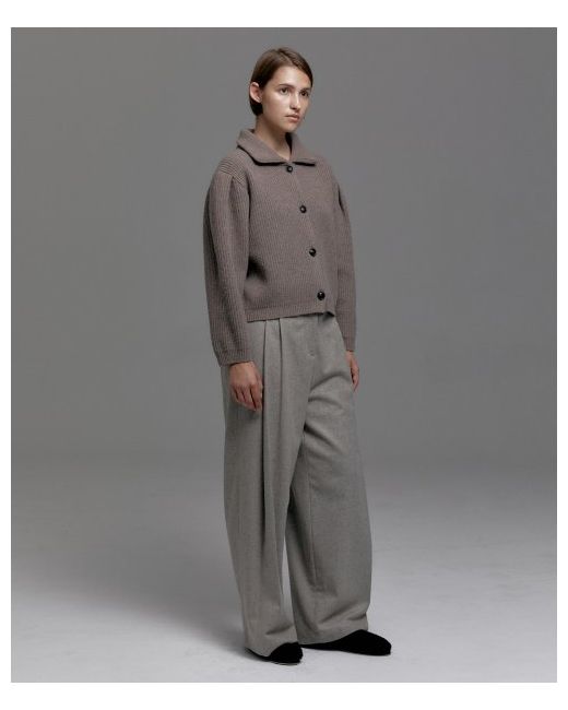 Carriere Wool Blend Side Button Strap Two Tuck Wide Pants