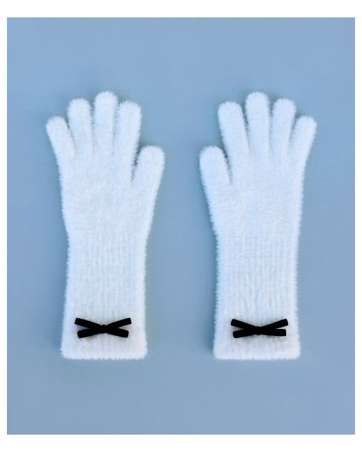 gocori FUZZY RIBBON FINGER HOLE GLOVES Finger hole gloves knit