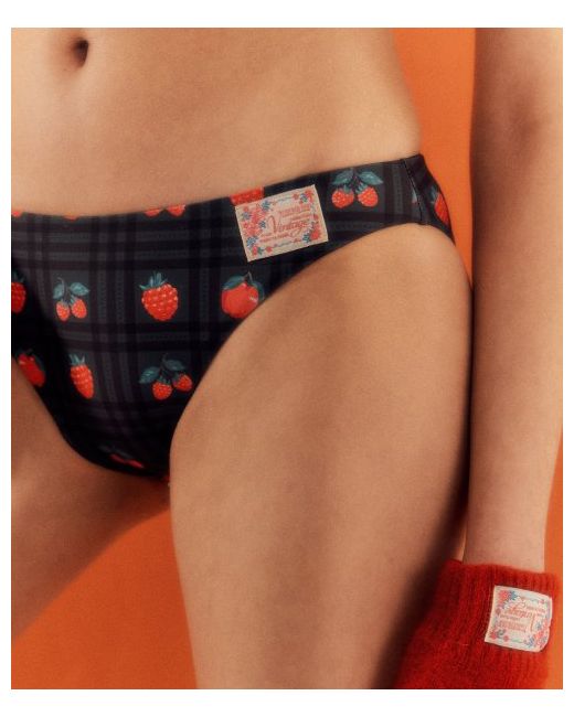 looploop Classic Reversible Bikini Bottom Strawberry TableBlack