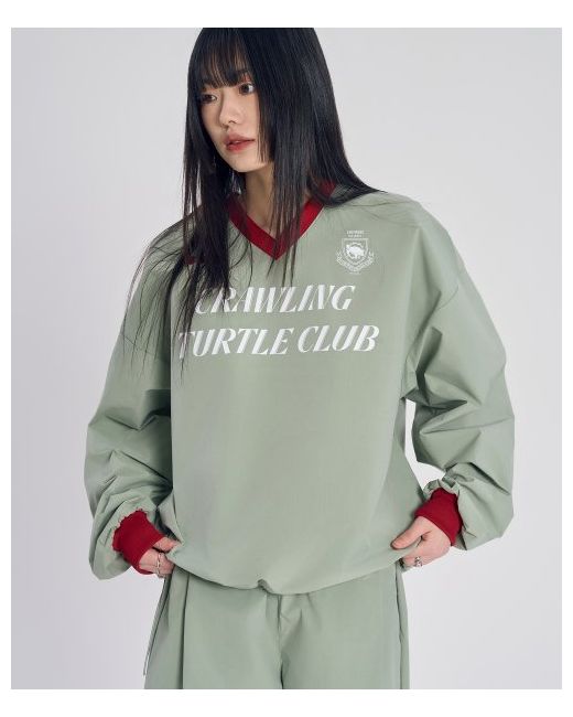 slowrecordhouse Gigantic nylon V-neck sweatshirtgreen