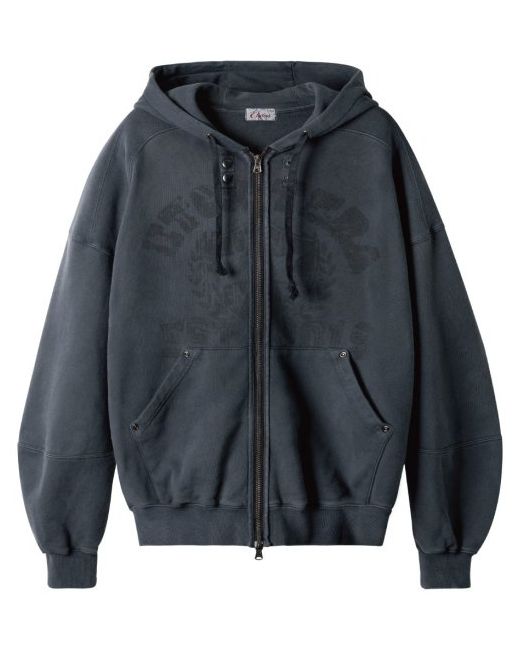 etce Washed Graphic Hood Zip-Up Navy