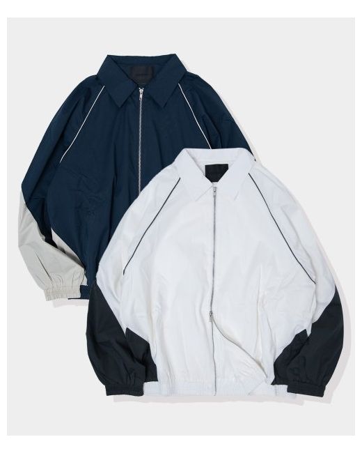 blackmoment Two-way collar multi-piping windbreaker jumper jacket