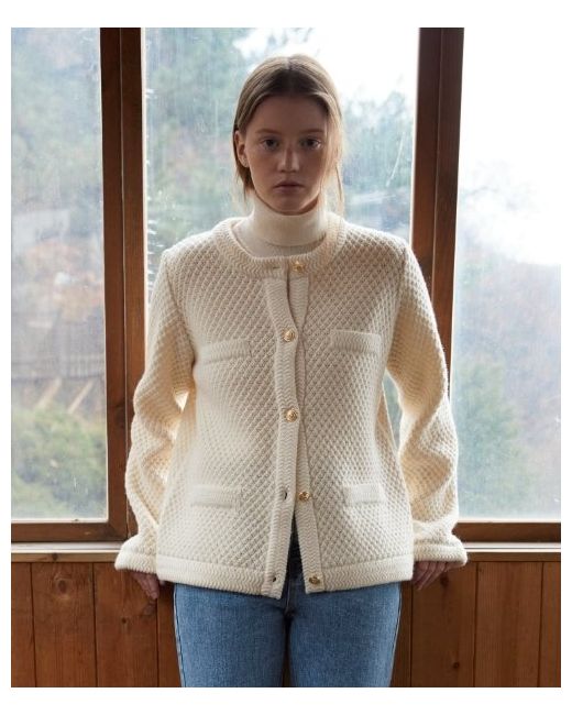 depound Tweed knit cardigan ivory