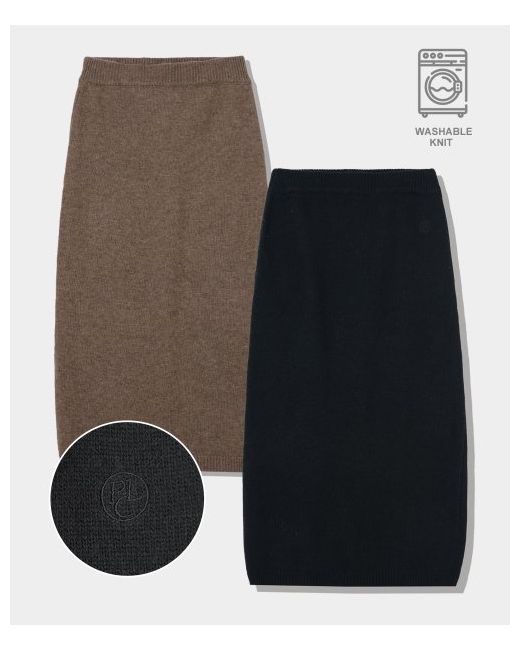 placestudio Banded knit midi slit long skirt