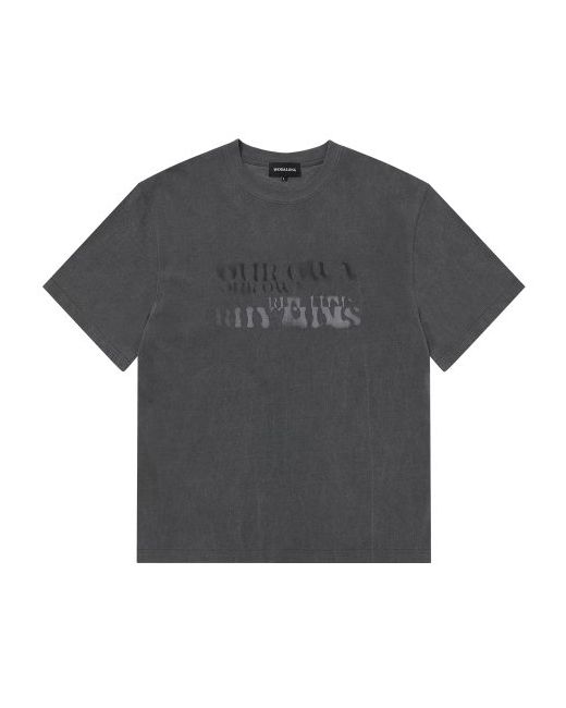 wooalong Pigment over fit graphic T-shirt CHARCOAL