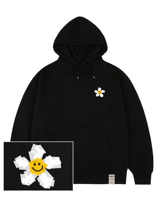 graver Small tape flower dot smile hoodieblack