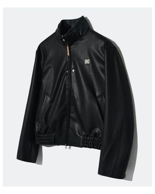 satur Leche leather zip-up jacket classic