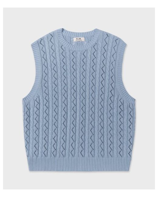 goodlifeworks Overfit round neck pattern punching knit vest sky