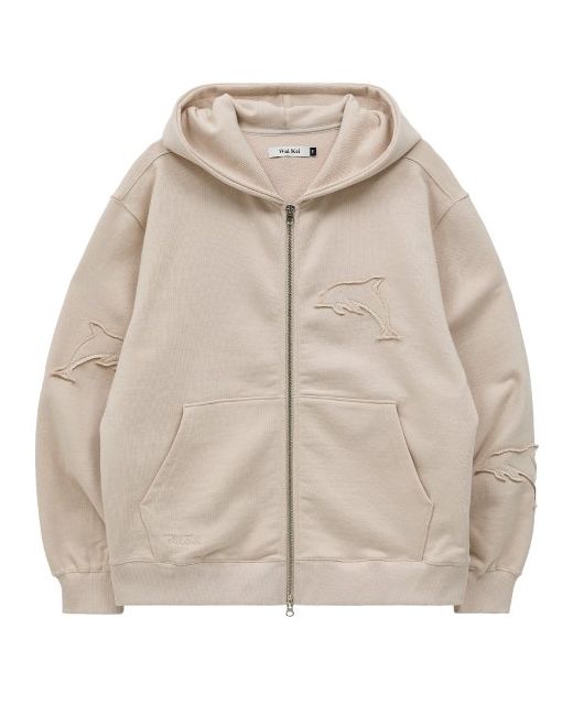 waikei Dolphin applique washed hood zip-up