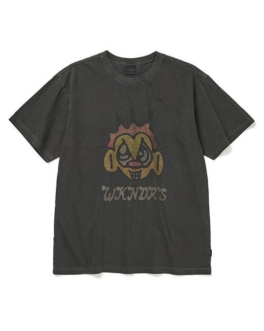 wkndrs Face Logo Pigment Dyed T-Shirt Charcoal