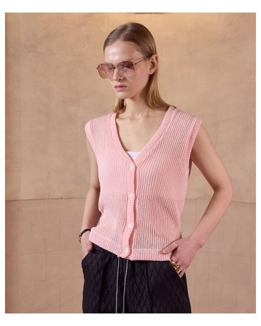 320showroom V-neck summer knit sleeveless vest cardigan