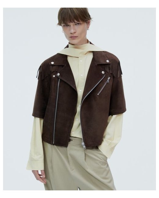 Nohant Fringe Short Sleeve Leather Jacket
