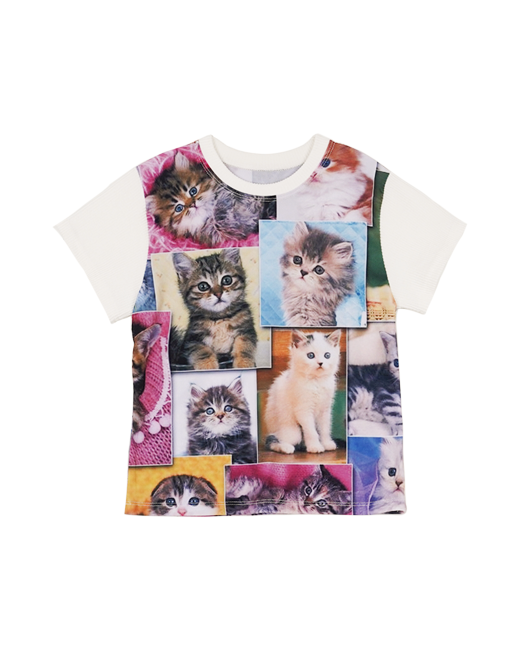 highschooldisco Cat patchwork print cropped t-shirt