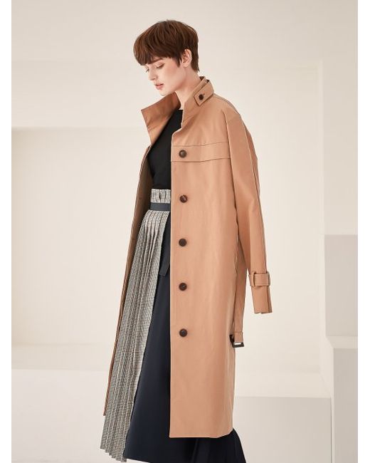 acud Stand Collar Single Trench Coat
