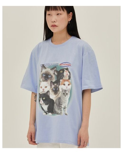 mcnchips Cat squad goals tee skyblue