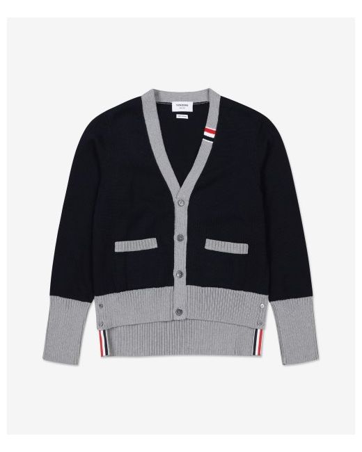 thombrowne Cotton Jersey Striped V-neck Cardigan Navy MKC466AY3017415