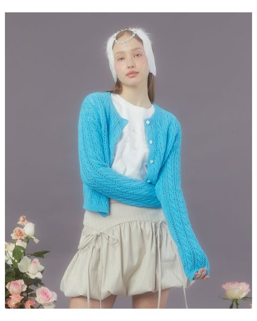 margarinfingers Heart Button Cable Cardigan Aqua