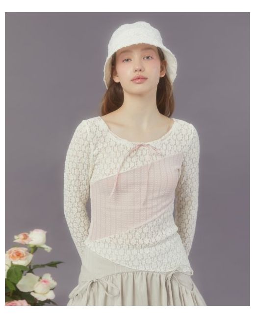 margarinfingers Lace Patchwork T-Shirt Cream