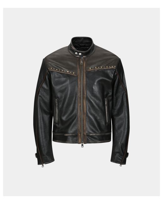 anderssonbell Vintage leather biker jacket awa582m