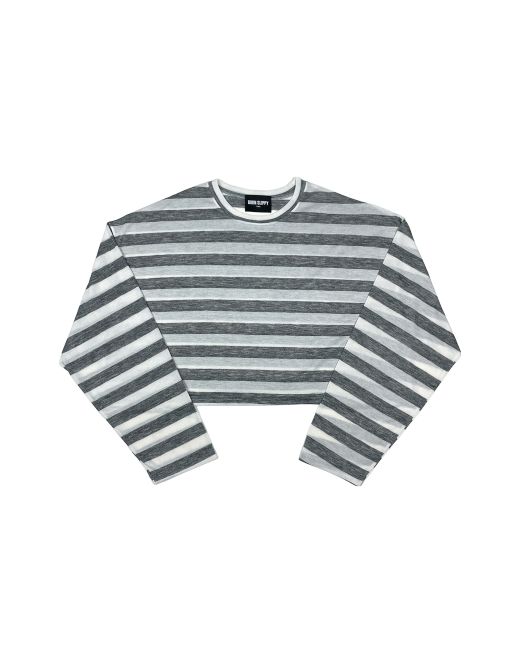 bornslippy Stripe Long Sleeve Crop T-shirt
