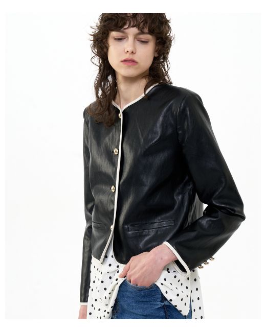 bquiet Cropped Faux Leather Jacketblack Ivory