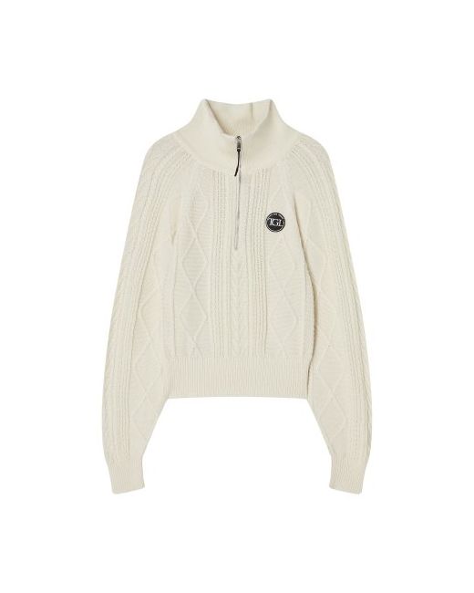 thegreenlab Cable half zip-up sweater ivory