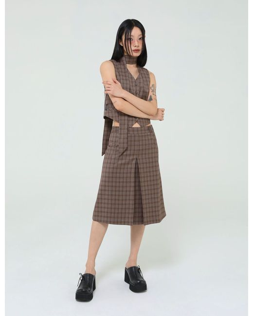 uglyshadow Checkered Midi A-Line Skirt