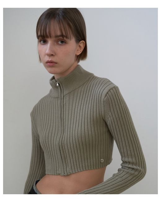 fromwhere Ribbed Zip-Up Sweater