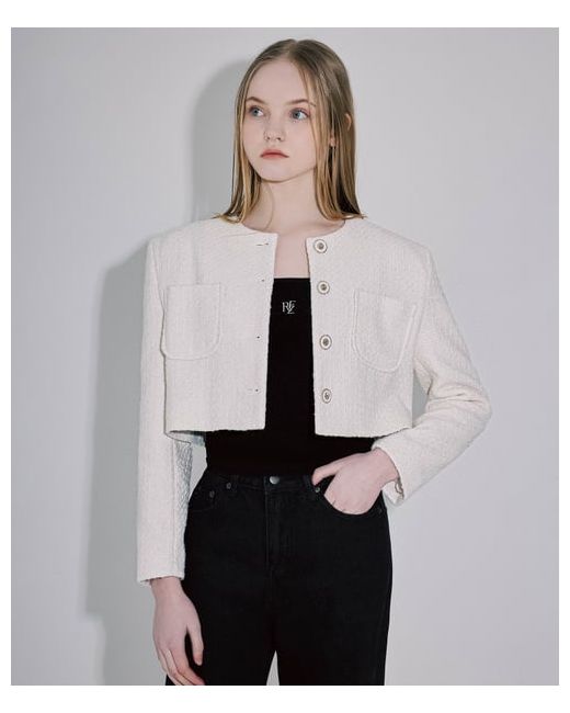 rosefrantz Tweed Crop Jacket Ivory
