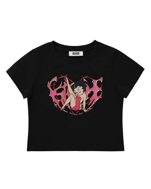 cornell ULKIN X Betty Boop Love Power Semi-crop Short Sleeve T-ShirtBlack
