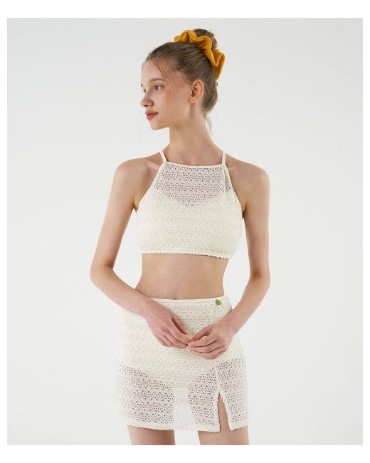 coralique Back string crochet bikini ivory
