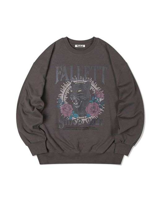 fallett Black Leopard Sweatshirt Charcoal