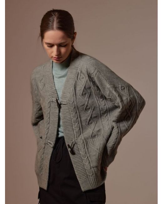 ayiholiccashmere Duffel modified cable knit cardigan