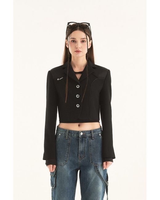 hhips silk piping cropped jacket