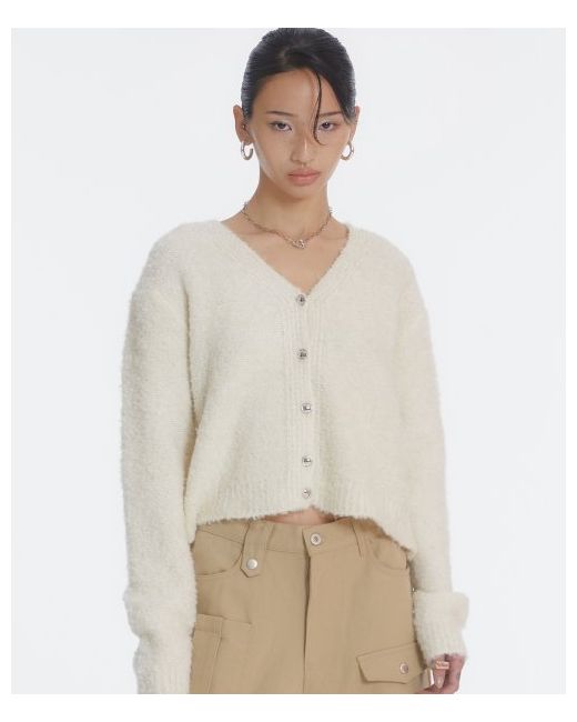 noiago NOI1161 Soft wool knit cardigan ivory