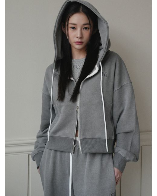 hhips Pigmented two-way zip-up hood charcoal