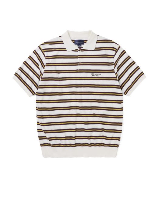 thisisneverthat Striped Knit Polo Ivory