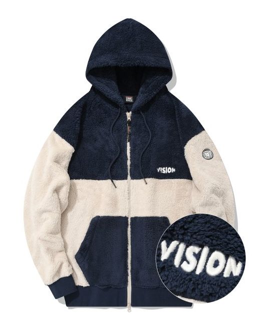 visionstreetwear VSW Boa Fleece Hood Jacket Navy