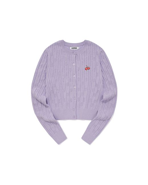 kirsh Small cherry cable crop knit cardigan lavender